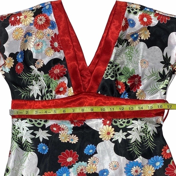 ESTAM Red Floral V-Neck Blouse Size Large - Picture 7 of 14